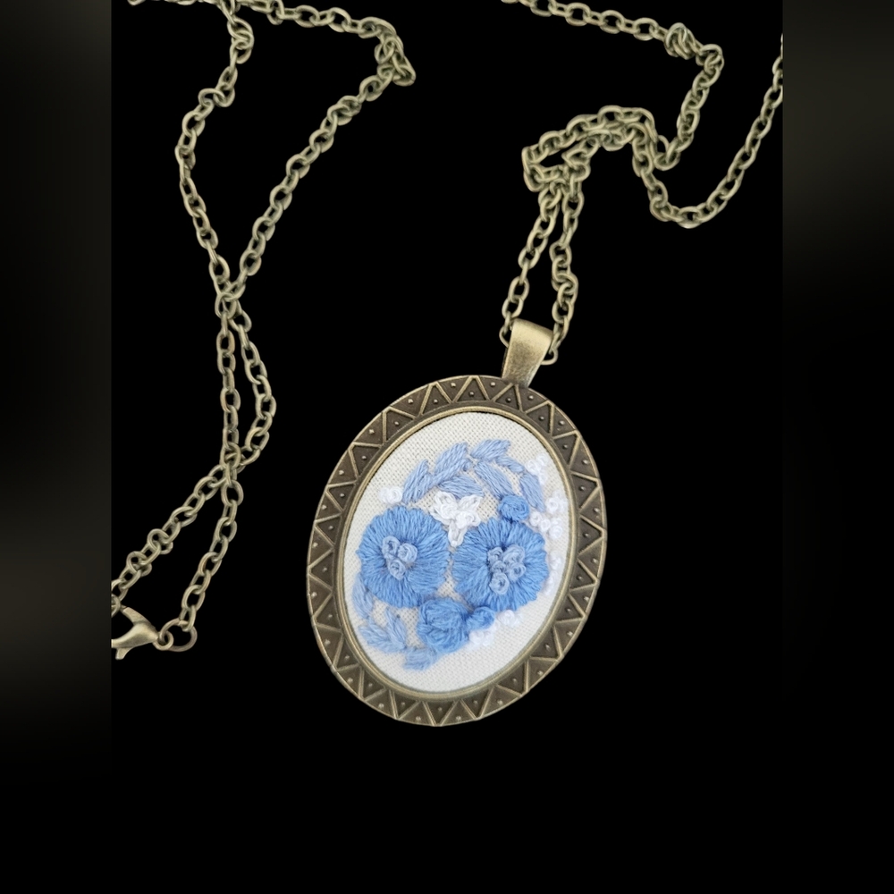 Something Blue | Hale Finery Hand Embroidered Necklace